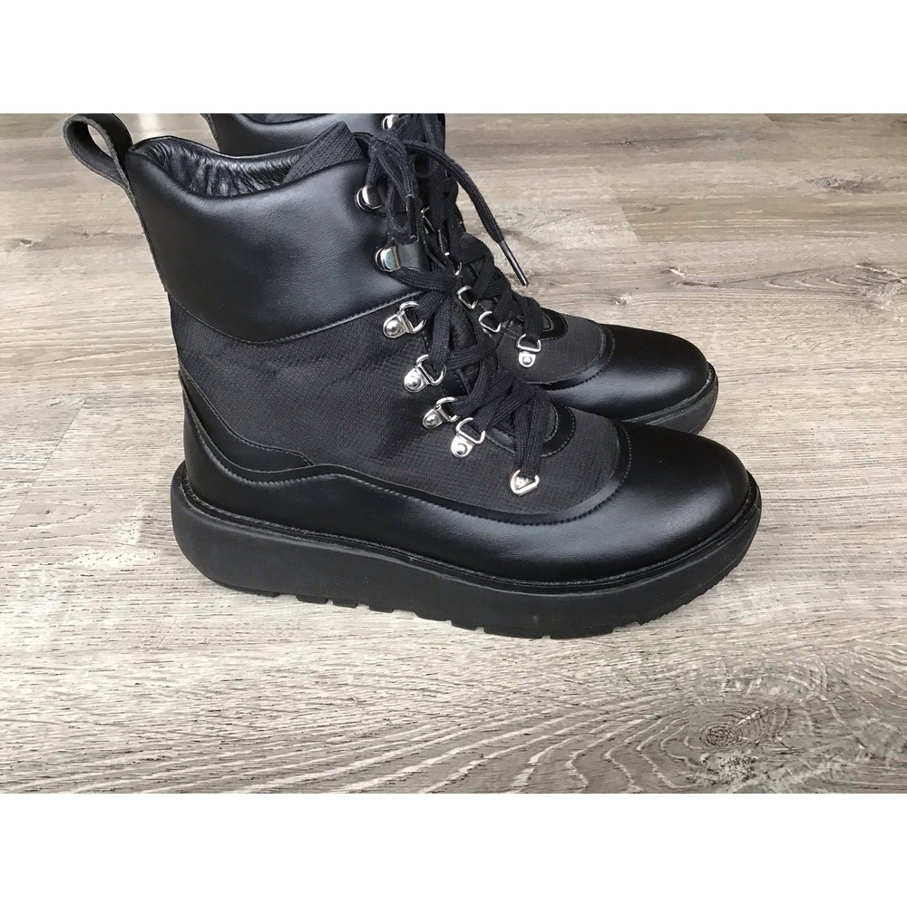 FitFlop Skandi Boots Black Women's Size 8 Ankle Boot Lace Up EI1-090
